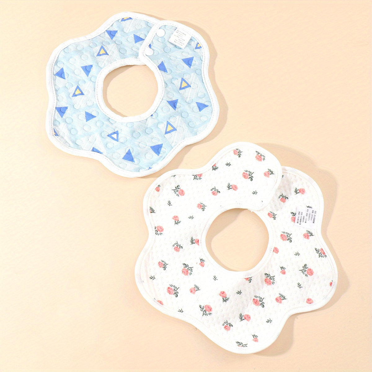 2pcs Baby Bibs 360 Rotating Flower Shape Feeding Bandan