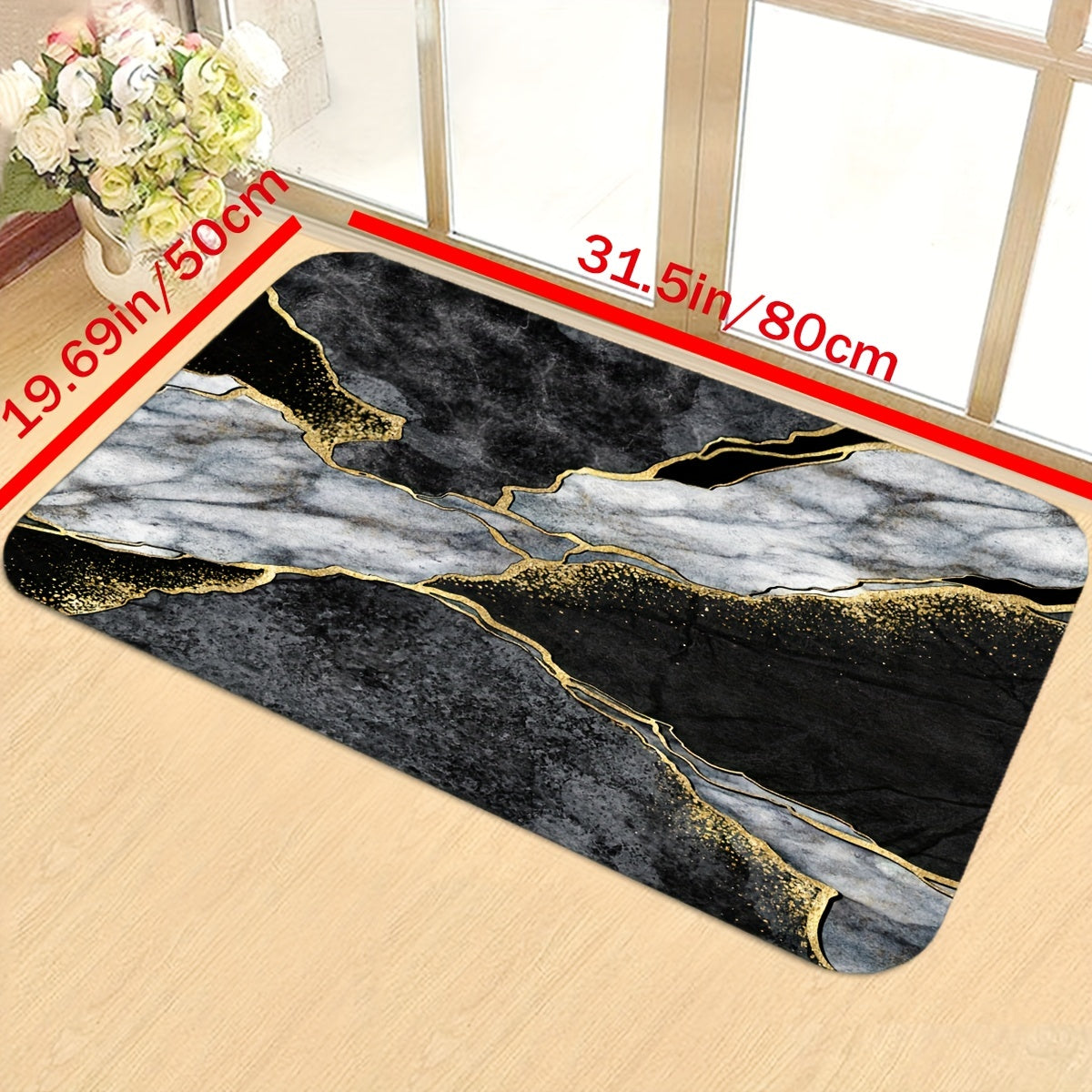 Marble Pattern Kitchen Rug Non Slip Absorbent Stain Resistant