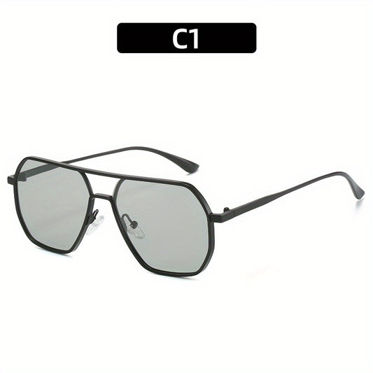 Men's Metal Polarized Polygon Sunglasses