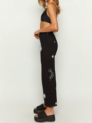  Sun Print High Rise Straight Leg Pants