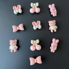 10pcs Cartoon Bear & Rabbit Shoe Decorations Pink for Clogs