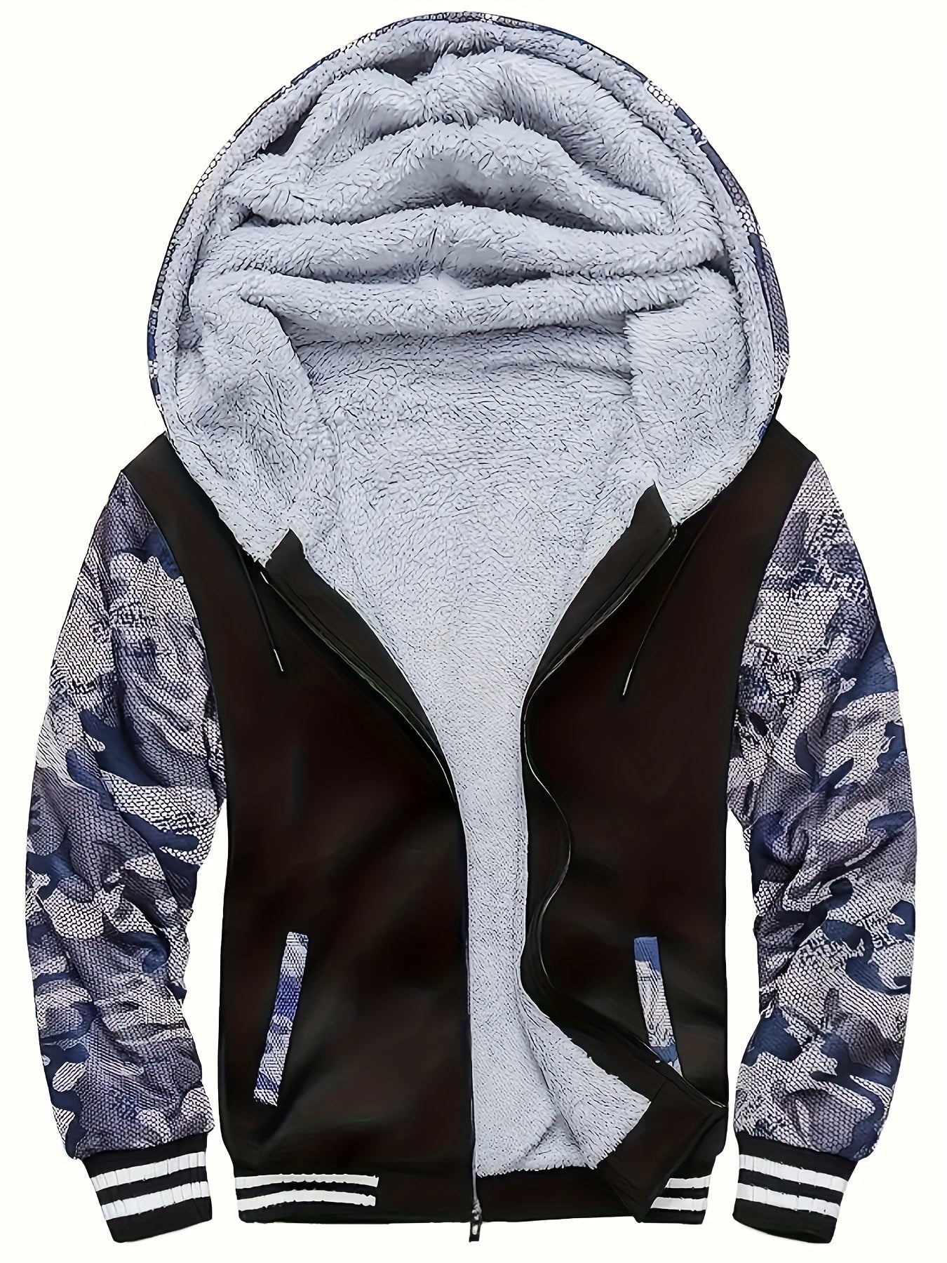 Men's Plush Fleece Hooded Jacket