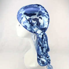 Men's Silk Camo Durag Street Style Pirate Hats & Long Tail Headscarves