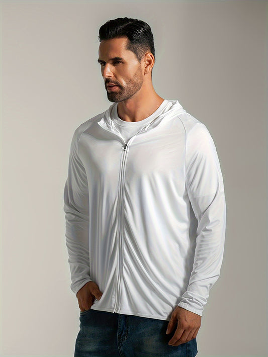 Men's UPF 50 Sun Protection Zip Hoodie Long Sleeve Quick Dry Tops
