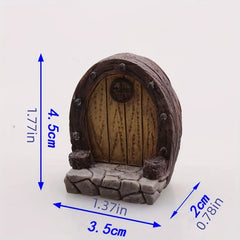 Wooden Door Statue for DIY Dollhouse Fairy Garden Bonsai