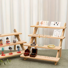 Solid Wood Trapezoidal Jewelry Storage Rack