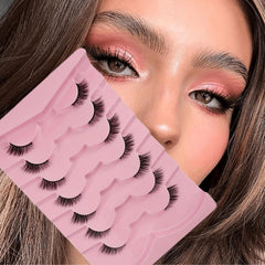 7 Pairs Thick Fluffy Cat Eye Faux Mink False Eyelashes