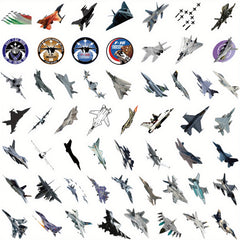 50pcs Fighter Plane Doodle Stickers Waterproof Vinyl Cartoon Stickers For Kids