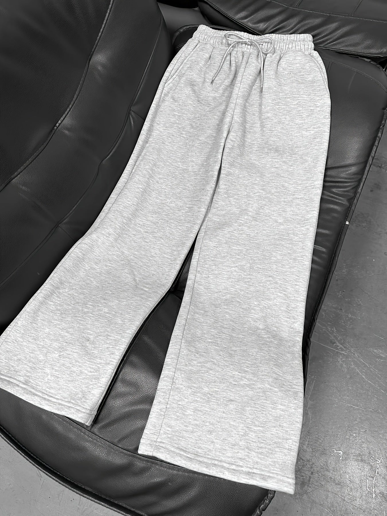 Sporty Pants Women's Plus Solid High Rise Wide Leg Trousers