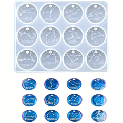 12 Zodiac Constellations Resin Molds Round Zodiac Sign Epoxy Resin Molds