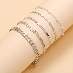 5 Pcs Hollow Chain Bracelet Minimalist Stackable Chain Bracelet