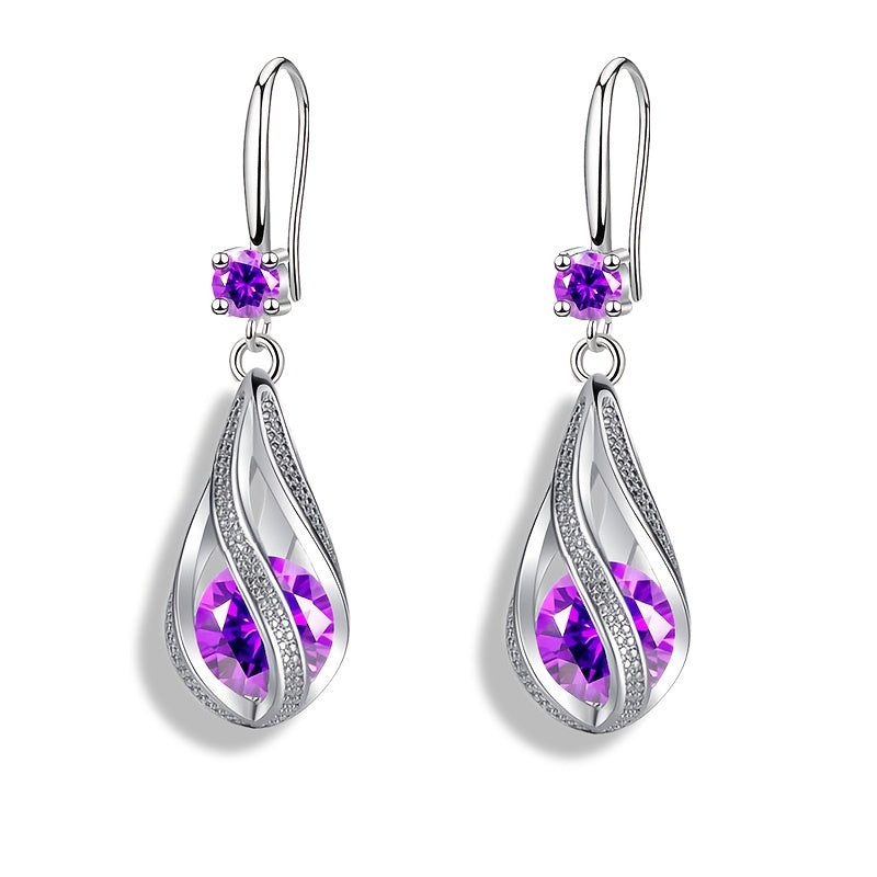 Rotating Teardrop Shape Crystal Earrings for Women Girls