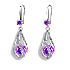 Rotating Teardrop Shape Crystal Earrings for Women Girls