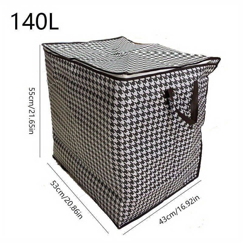 Large Capacity Houndstooth Print Bag Dustproof Zipper Organizer