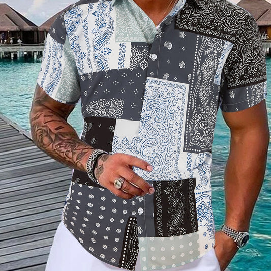 Men's Paisley Pattern Short Sleeve Shirt