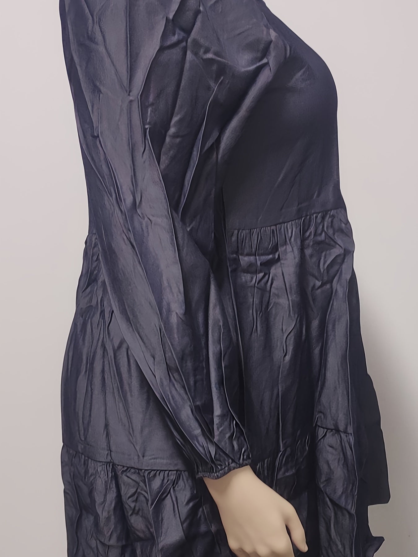  Boat Neck Lantern Sleeve Midi Dress Women's Plus