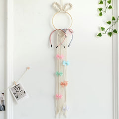 Bohemian Hand Woven Bunny Hairpin Rack Wall Decoration