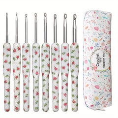 8pcs Crochet Hooks Set Flower Pattern 8 Sizes For Beginners