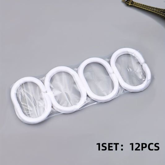 12PCS Plastic Shower Curtain Rings Bathroom Hooks