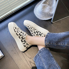 Women's Bear Print Canvas Sneakers Platform Shoes