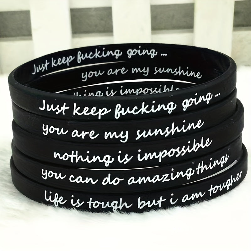 5pc Silicone Bracelets Set Inspirational Rubber Band Wristbands Motivation Jewel