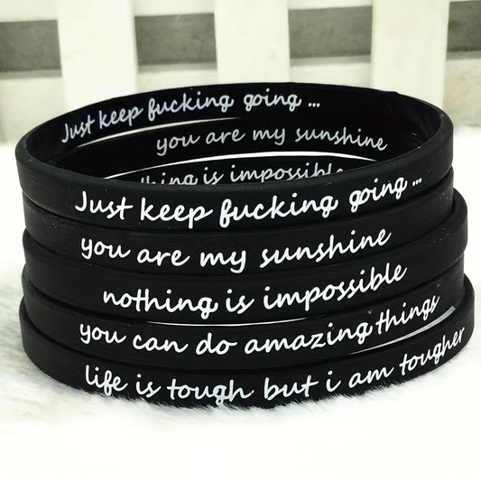 5pc Silicone Bracelets Set Inspirational Rubber Band Wristbands Motivation Jewel