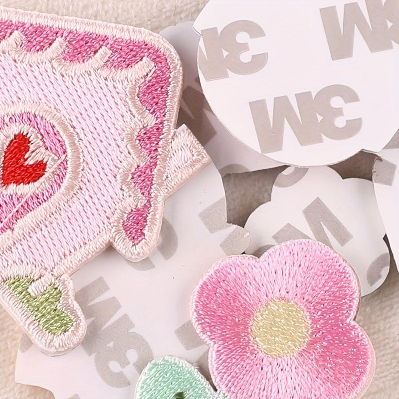 9pcs Girl Flower Embroidered Patch Clothing Hat DIY Clothes Sticker