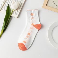 3 Pairs Floral Print Socks Comfy & Crew Socks Women's