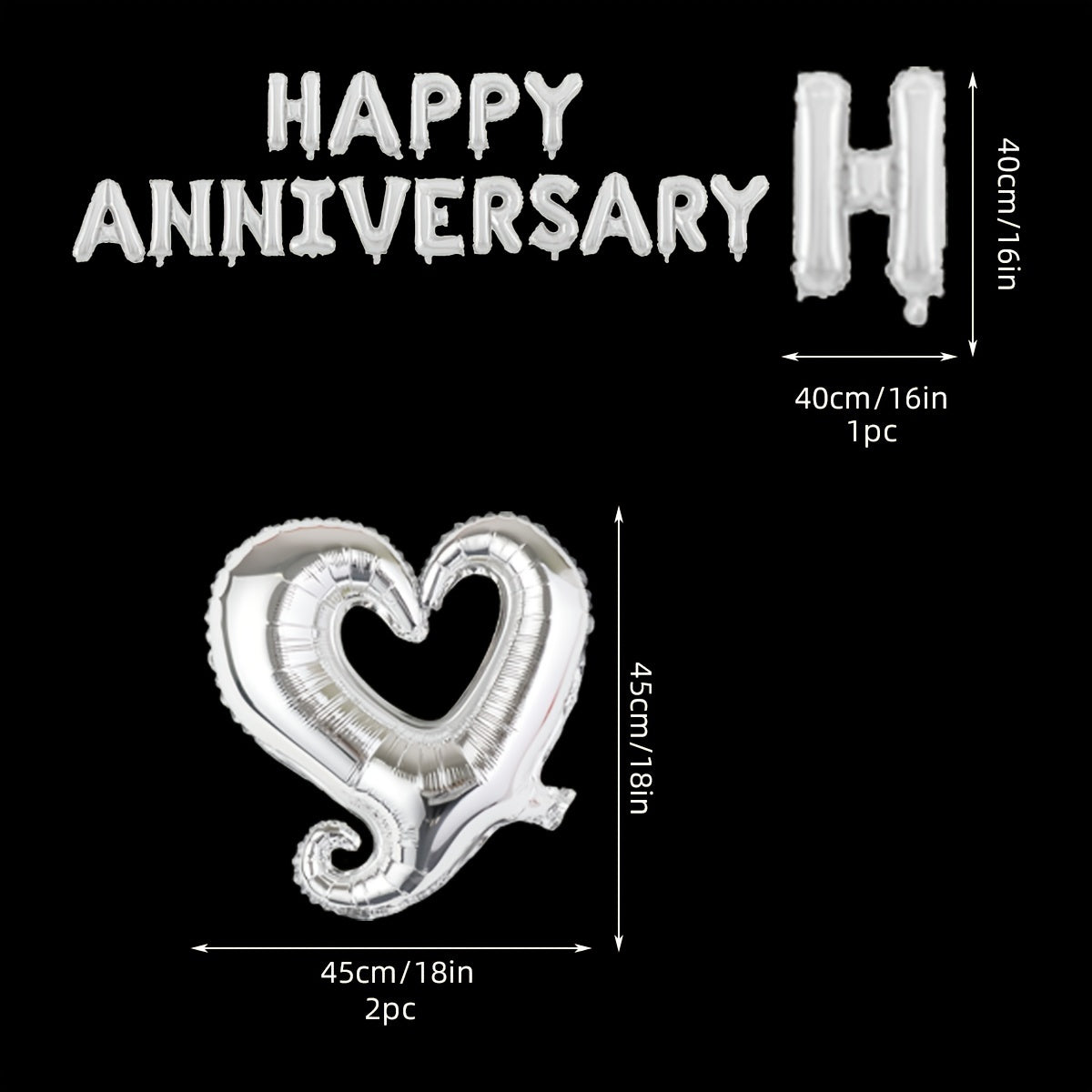 3pcs Silvery Anniversary Happy Birthday Balloon Letter 40 64 Cm