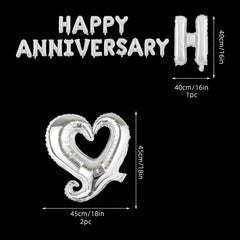 3pcs Silvery Anniversary Happy Birthday Balloon Letter 40 64 Cm
