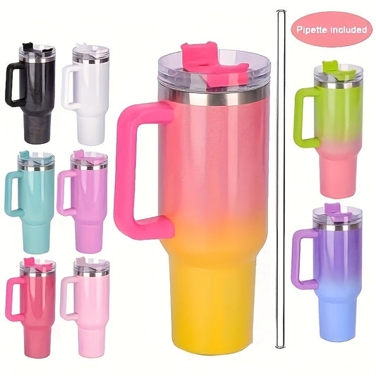 40oz Glitter Tumbler Stainless Steel Water Bottle With Lid & Straw