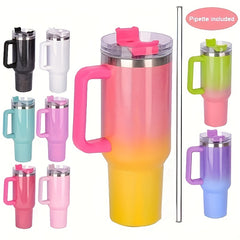 40oz Glitter Tumbler Stainless Steel Water Bottle With Lid & Straw