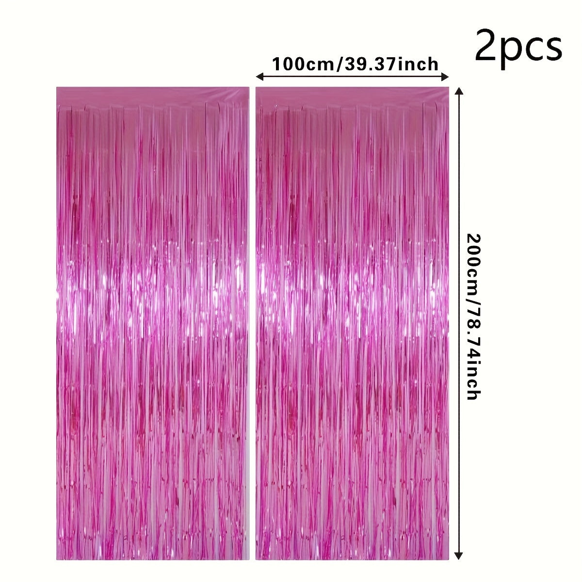 2pcs Pink Foil Tassel Curtains Party Wedding Decor