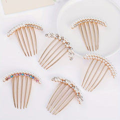 Rhinestone Faux Pearl Hair Comb Pin for Women