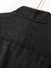 Elastic Band Washed Cropped Denim Jacket