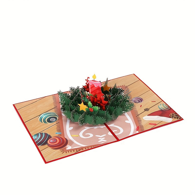 1pc Merry Christmas Pop Up Card 3D Greeting Card Pop Up Christmas Card