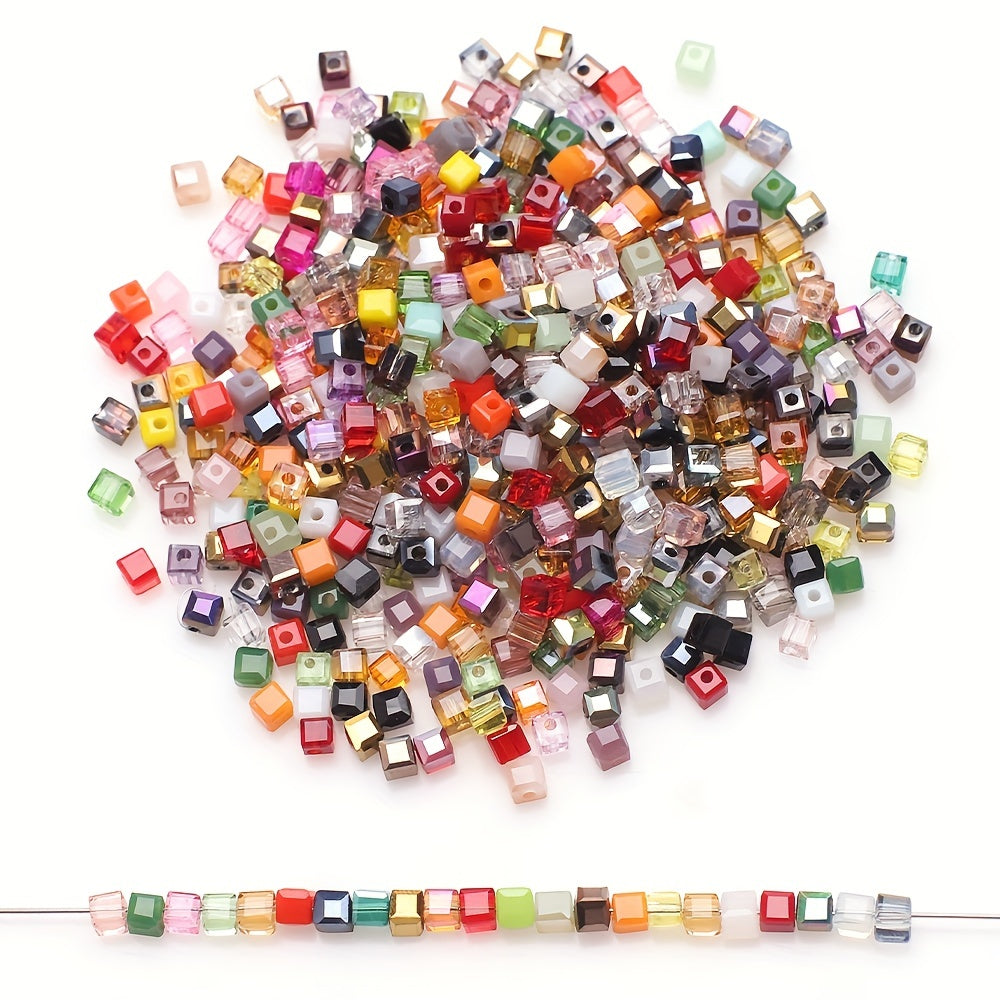 98pcs 3mm Square Crystal Glass Beads DIY Jewelry Accessories