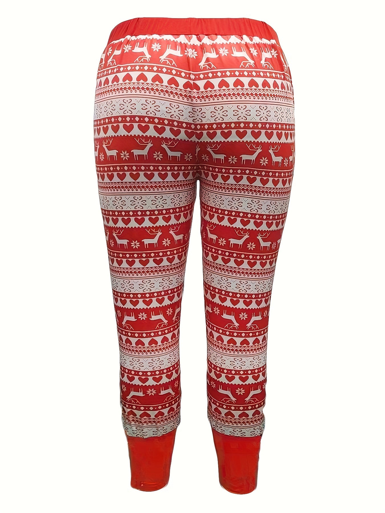  Christmas Pants Elastic Drawstring High Rise Skinny Trousers