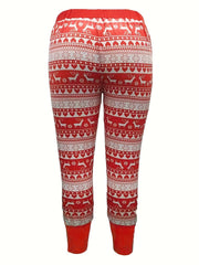  Christmas Pants Elastic Drawstring High Rise Skinny Trousers