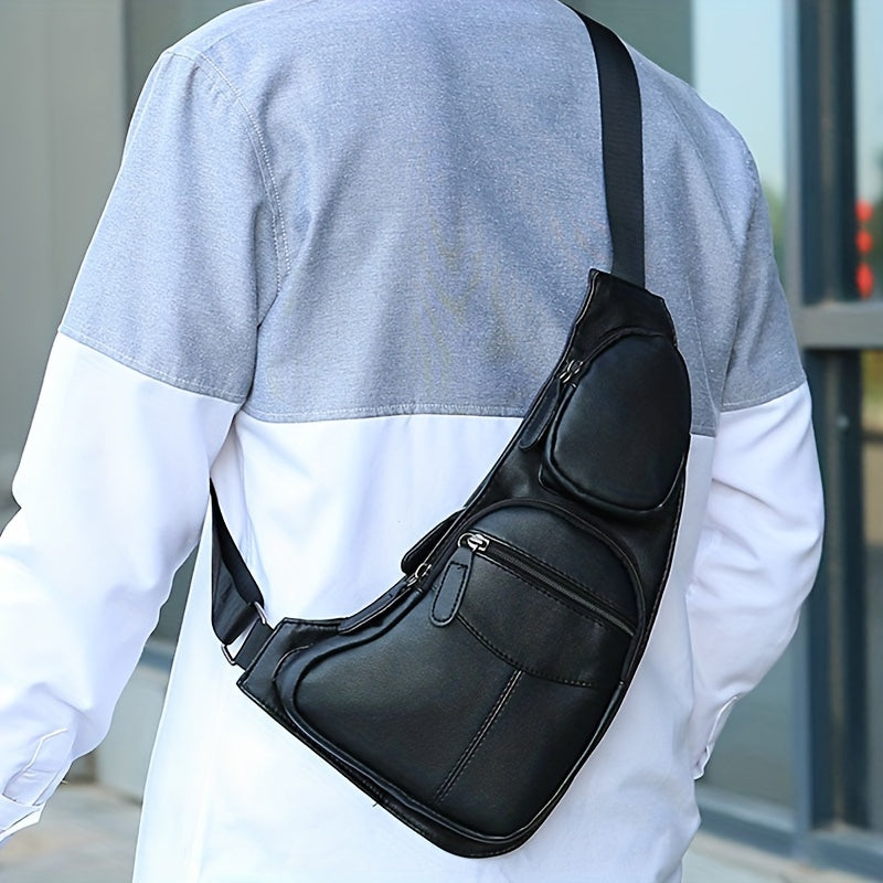 Leather Sling Bag Crossbody Backpack For Men Women Travel Outdoor Sports
