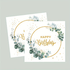 20pcs Disposable Happy Birthday Green Square Napkin Party Paper Plate