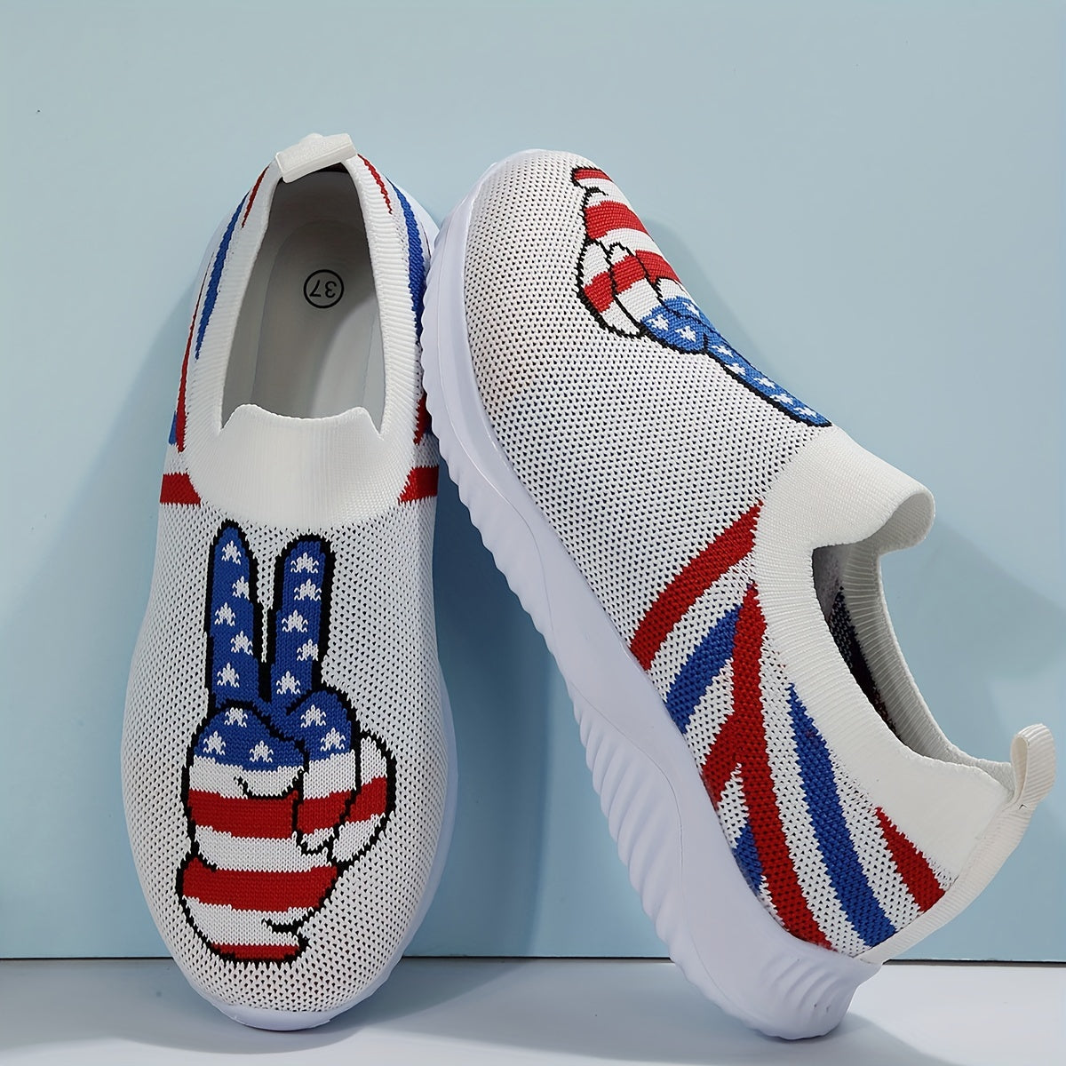 Women's Victory Gesture Graphic Walking Shoes Patriotic Casual Sneakers