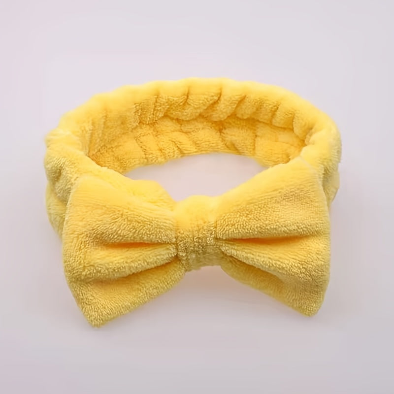 Coral Fleece Bow Headband Elastic Bowknot Headband