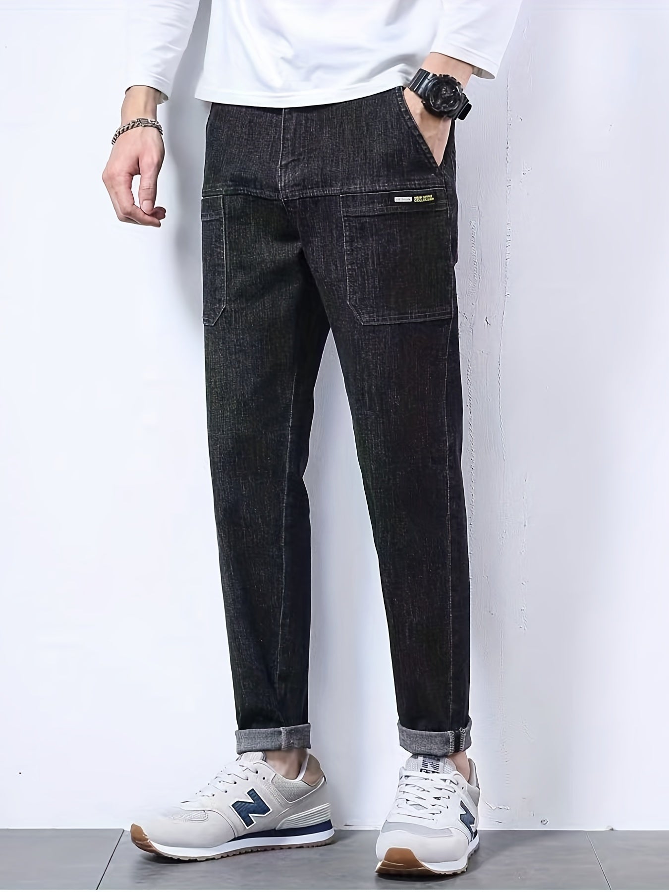 Men's Casual Denim Harem Pants with Pockets