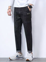 Men's Casual Denim Harem Pants with Pockets