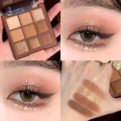 Chocolate Brown Eyeshadow Palette Matte Shimmer Glitter Waterproof