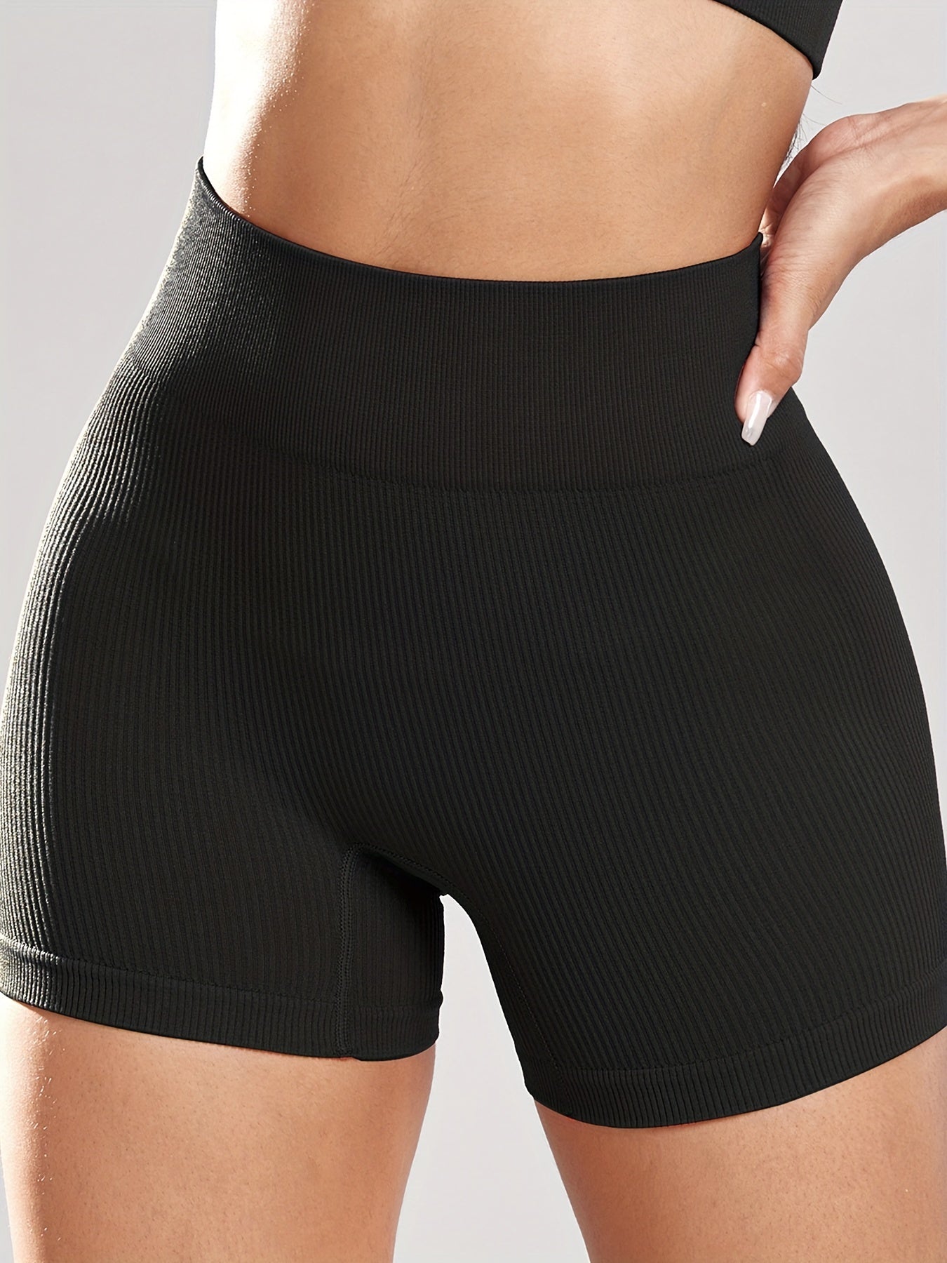 Ribbed Butt Lifting Biker Shorts High Waist 4pcs Set