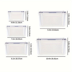 5pcs Fruit Container With Filter Mesh Cover Refrigerator Storage Box Set