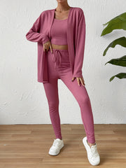 Three Piece Cardigan, Cami Top & Pants Set