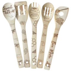 6pcs Bamboo Kitchen Utensils Set for Christmas and Halloween